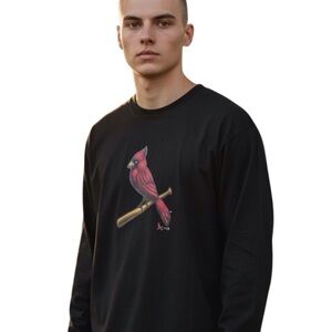 Men’s St Louis Cardinal Baseball black Midnight Mascot Tee in size 2x